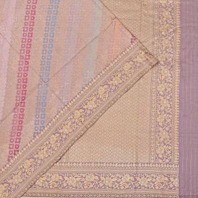 Banarasi Silk Leheriya Jaal Rangkat Lilac Saree