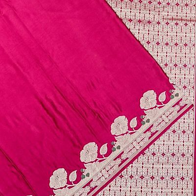 Banarasi Satin Plain Pink Saree