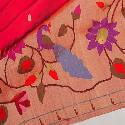 Paithani Silk Butta Pink Saree With Big Border