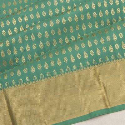 Classic Kanchipuram Silk Threaded Brocade Pista Green Saree