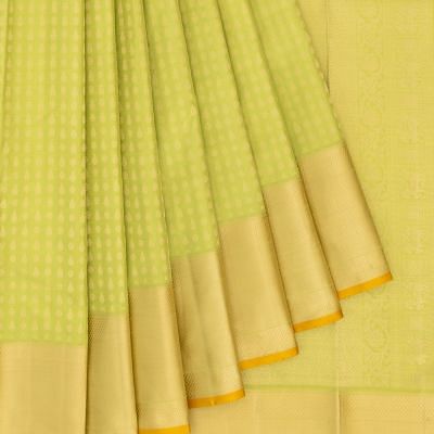 Kanchipuram Silk Threaded Brocade Pastel Green Saree