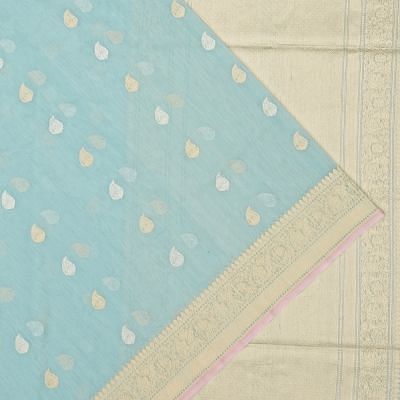 Banarasi Cotton Butta Pastel Blue Saree