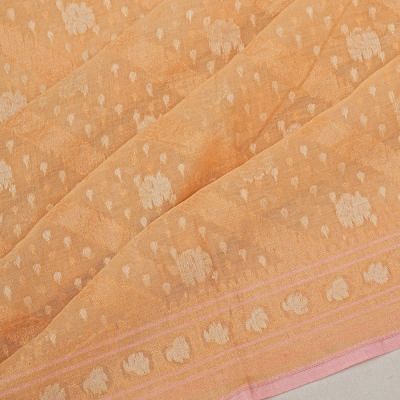 Banarasi Cotton Brocade Pastel Orange Saree