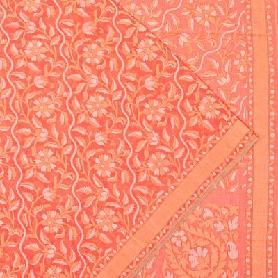 Banarasi Cotton Jamdani Peach Saree