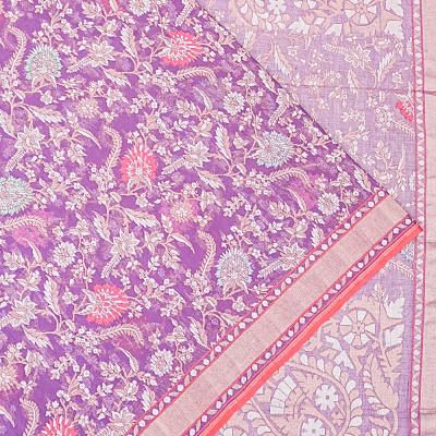 Banarasi Cotton Jamdani Violet Saree