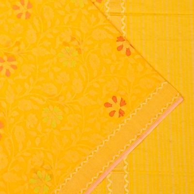 Banarasi Cotton Jamdani Yellow Saree