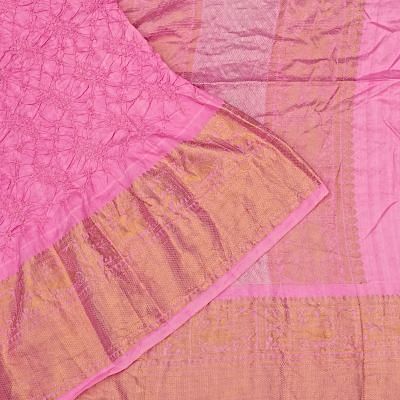 Kanchipuram Silk Bandhani Baby Pink Saree