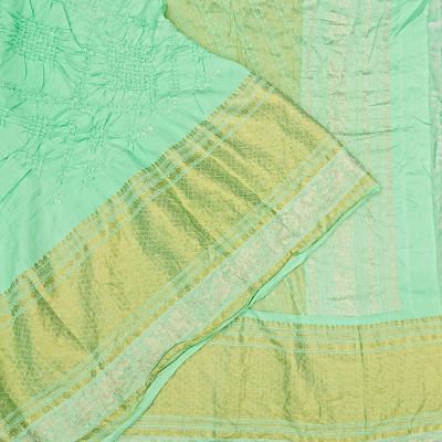 Kanchipuram Silk Bandhani Sea Green Saree