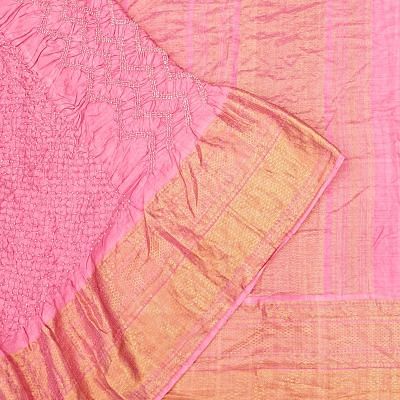 Kanchipuram Silk Bandhani Baby Pink Saree