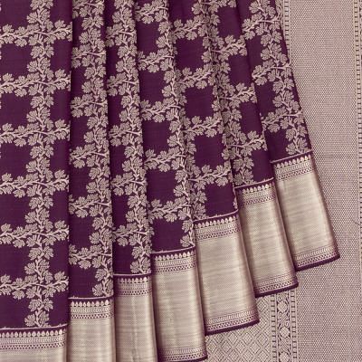 Kanchipuram Silk Checks Purple Saree