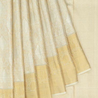 Kanchipuram Silk Tissue Brocade Silver Saree