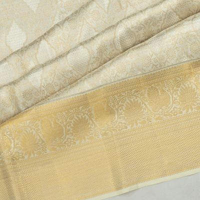 Kanchipuram Silk Tissue Brocade Silver Saree