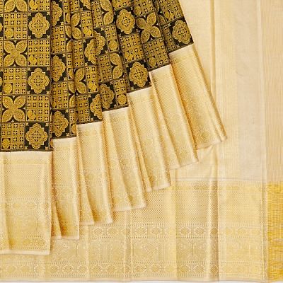 Kanchipuram Silk Brocade Black Saree