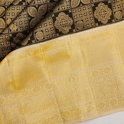 Kanchipuram Silk Brocade Black Saree