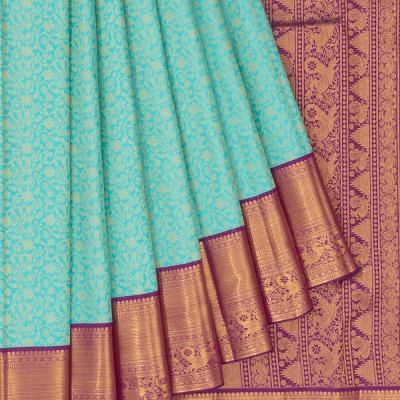 Kanchipuram Silk Brocade Sky Blue Saree