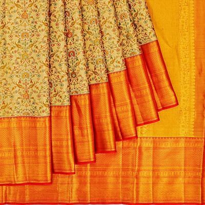 Taranga Kanchi Silk Tissue Brocade Gold Saree