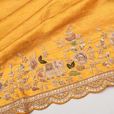 Kanchipuram Silk Tissue Gold Saree With Zardosi Work