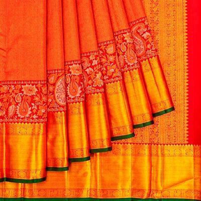 Kanchipuram Silk Brocade Red Saree