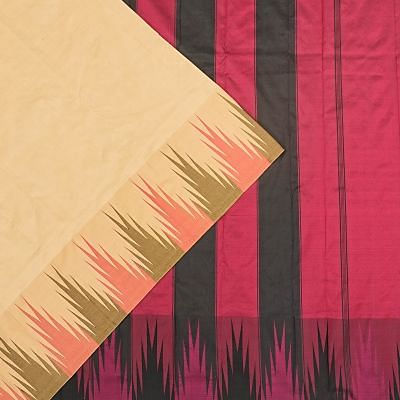 Kanchipuram Silk Plain Cream Saree