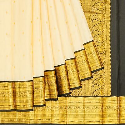 Kanchipuram Silk Butta Cream Saree