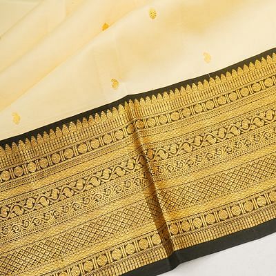 Kanchipuram Silk Butta Cream Saree