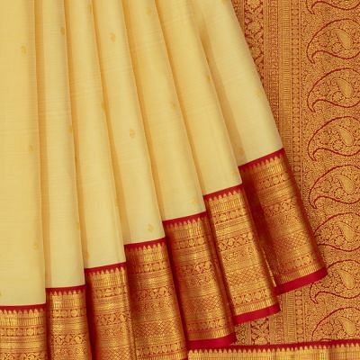 Classic Kanchipuram Silk Butta Cream Saree