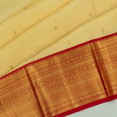 Classic Kanchipuram Silk Butta Cream Saree