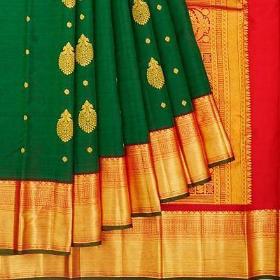 Kanchipuram Silk Butta Green Saree