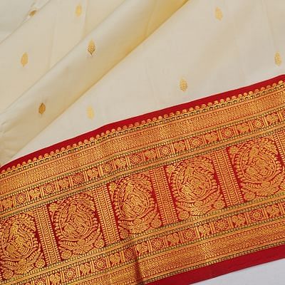 Kanchipuram Silk Butta Off White Saree