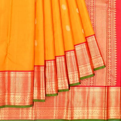 Kanchipuram Silk Butta Mustard Yellow Saree