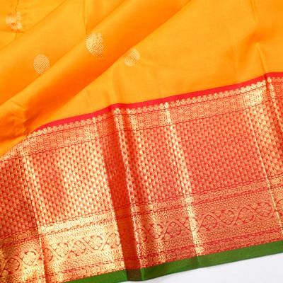 Kanchipuram Silk Butta Mustard Yellow Saree