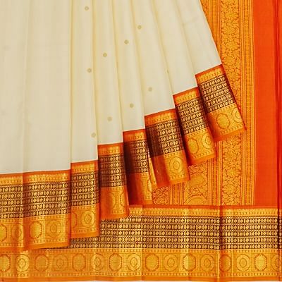 Kanchipuram Silk Butta Off White Saree