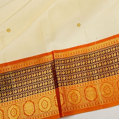 Kanchipuram Silk Butta Off White Saree