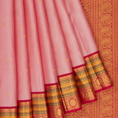 Classic Kanchipuram Silk Butta Baby Pink Saree