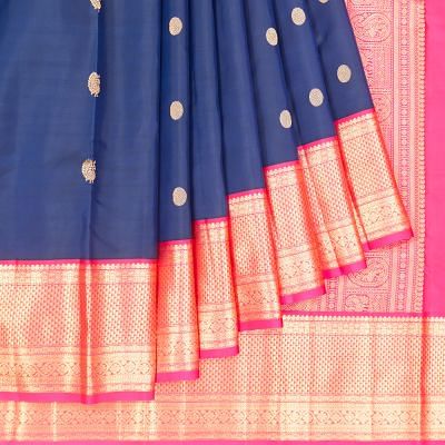 Kanchipuram Silk Butta Dark Blue Saree