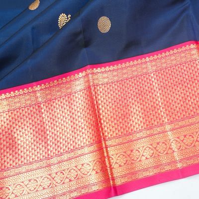 Kanchipuram Silk Butta Dark Blue Saree