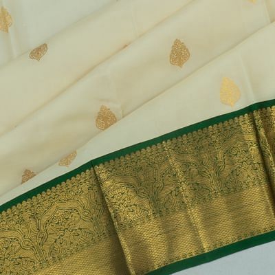 Classic Kanchipuram Silk Butta Off White Saree