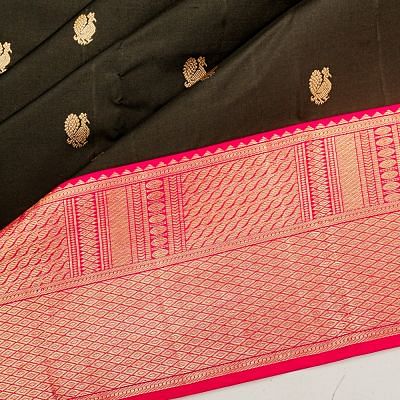 Kanchipuram Silk Butta Black Saree