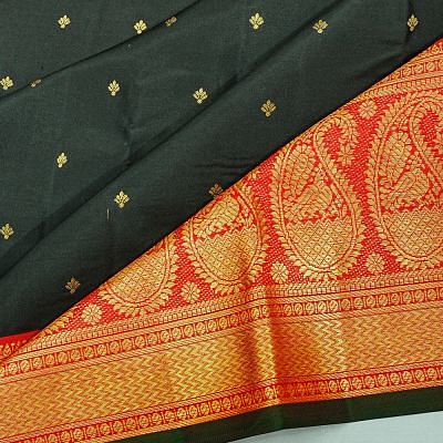 Kanchipuram Silk Butta Black Saree