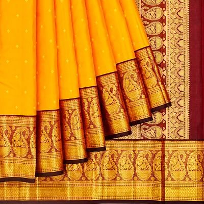 Kanchipuram Silk Butta Yellow Saree