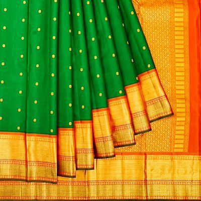 Kanchipuram Silk Butta Dark Green Saree