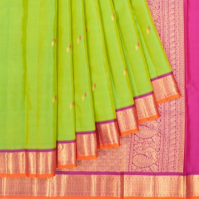 Kanchipuram Silk Butta Parrot Green Saree