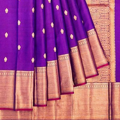 Kanchipuram Silk Butta Violet Saree