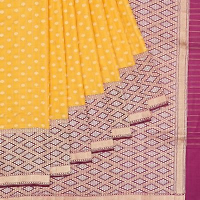 Banarasi Silk Checks And Butta Yellow Saree