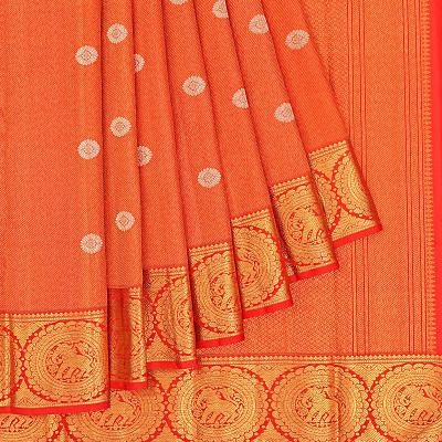 Kanchipuram Silk Brocade And Butta Red Saree