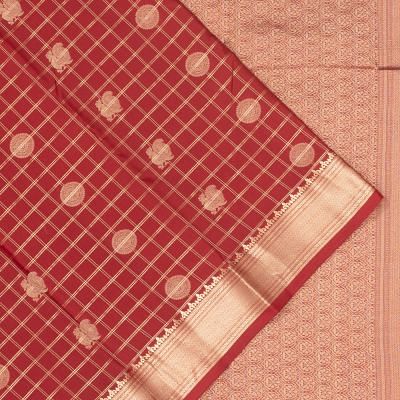 Taranga Kanchi Silk Checks And Butta Maroon Saree