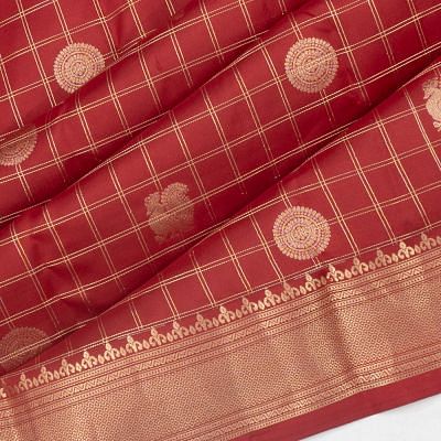 Taranga Kanchi Silk Checks And Butta Maroon Saree