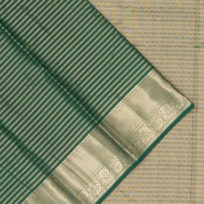 Taranga Kanchi Silk Horizontal Lines Dark Green Saree