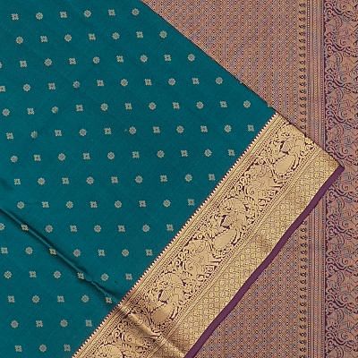 Coimbatore Soft Silk Butta Teal Blue Saree