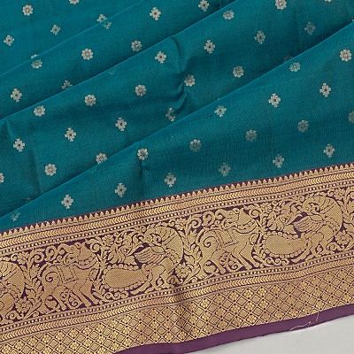 Coimbatore Soft Silk Butta Teal Blue Saree